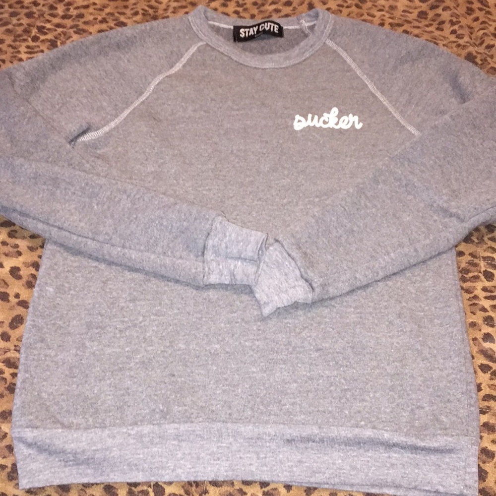 Stay cute gray crew neck sweater small